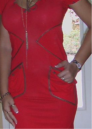 Fendi Red Dress with Brown Leather Trim