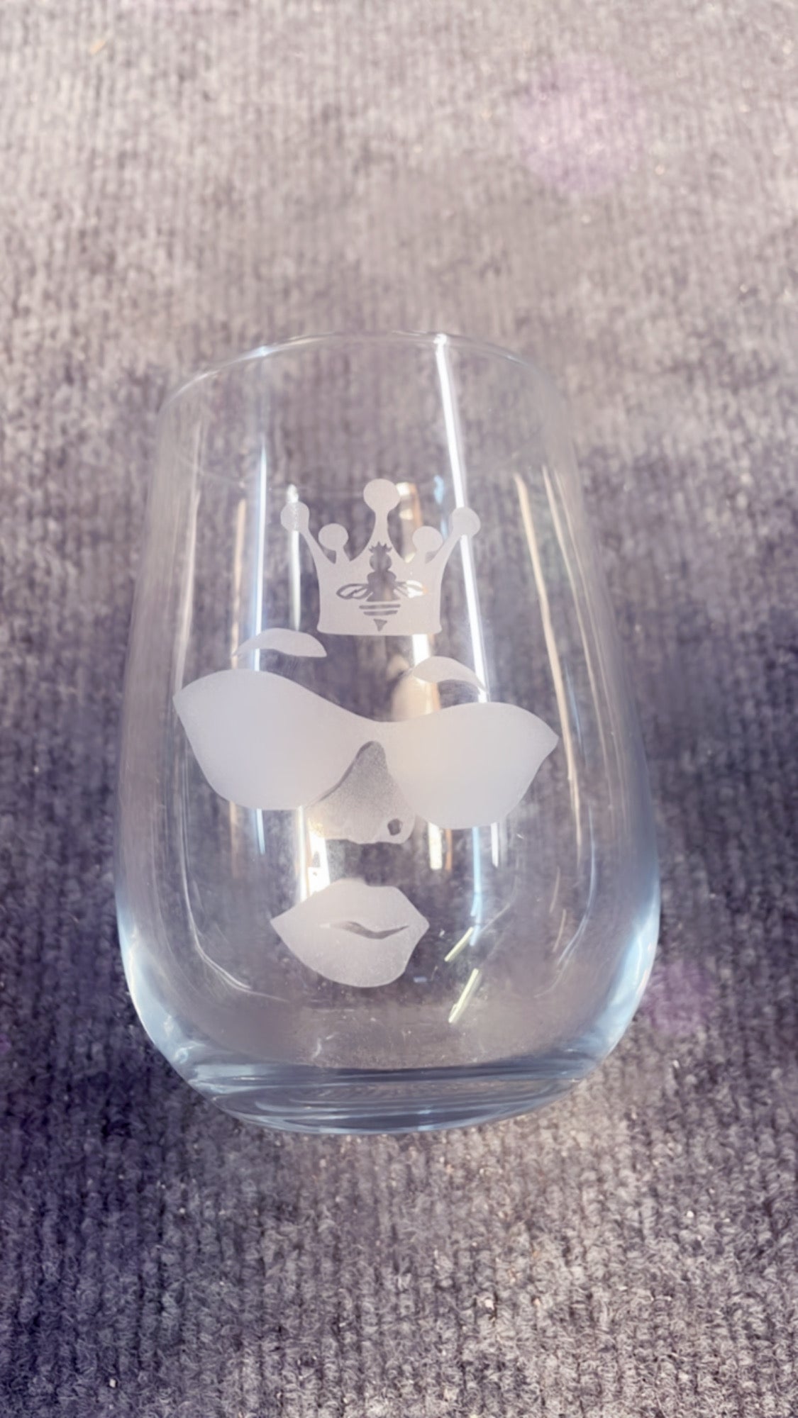 Stemless Wine Glass with Design